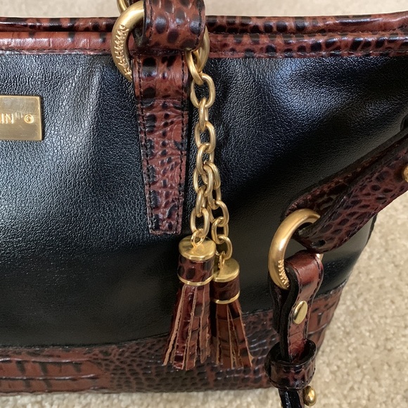 Brahmin Asher Satchel Tote Black Brown Crocodile Embossed Leather Purse - Picture 5 of 17